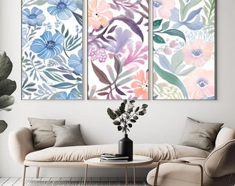 Floral wall art room soft color