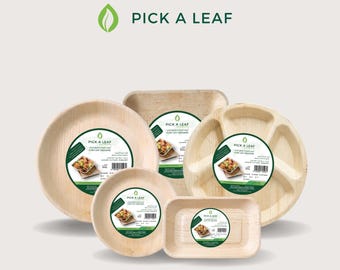 10 Pieces Disposable Palm Leaf Plates and Bowls | Compostable Eco-Friendly Tableware for Parties, Catering, Dinnerware, BBQ, Wedding plates