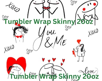 You & Me Love Flork Tumbler Wrap 20oz, Cute Couple Valentine Cup Wrap PNG, Gift for Him or Her