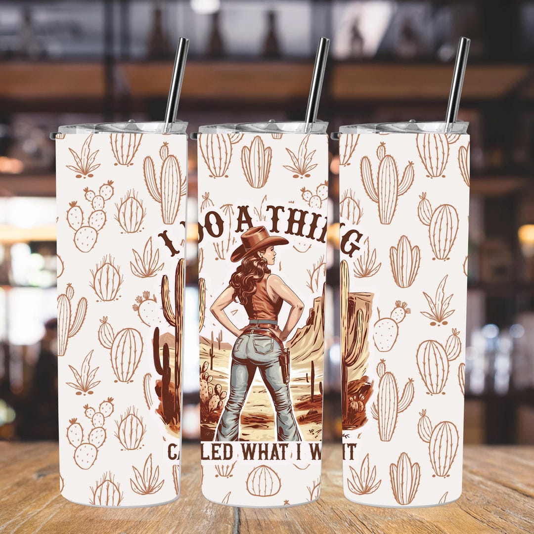 Western Cowgirl Tumbler Wrap 20oz Skinny, Retro Cowboy Girl PNG ...