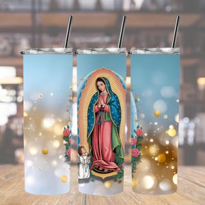 Our Lady of Guadapue Tumbler Wrap PNG, Digital Download, Religious Sublimation Design, Catholic Faith Print, Spiritual Drinkware Art, Virgen