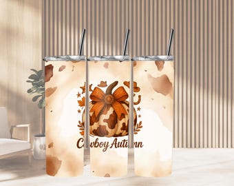 Cow Print Pumpkin, Skinny tumbler 20 oz Wrap, tumbler fall, sublimation Design