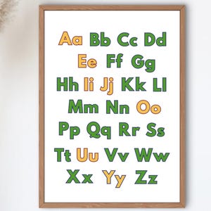 English Alfabets, Angļu Alfabets, Educational Wall Art, Classroom Posters, Homeschool Printables, Educational Poster, Kids Alfabet Poster