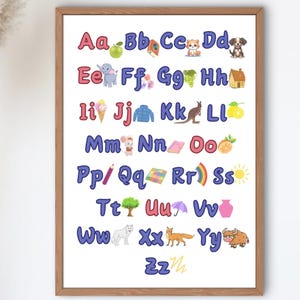 English Alfabets, Angļu Alfabets, Educational Wall Art, Classroom Posters, Homeschool Printables, Educational Poster, Kids Alfabet Poster