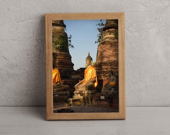 Golden Hour Buddha Portrait, Ayutthaya, Thailand | Street Photography | Printable Wall Art | Digital Download Gift | Bangkok Travel