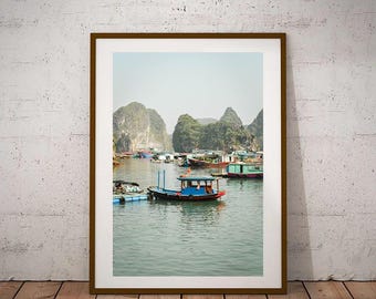 Ha Long Bay, Floating Village, Vietnam | Street Photography | Printable Wall Art | Digital Download Gift | Hanoi Print