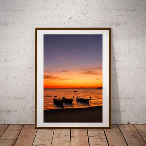 Thailand Sunset, Krabi Phi Phi Islands, Thailand | Longtail Boat Photography | Printable Wall Art | Digital Download Gift | Travel