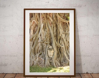 Famous Buddha Statue Head, Ayutthaya, Thailand | Street Photography | Printable Wall Art | Digital Download Gift | Ancient City Travel