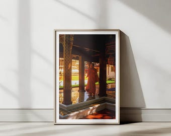 Thai Temple Monk Art, Bangkok, Thailand | Street Photography | Printable Wall Art | Digital Download Gift | Bangkok Travel New House Decor