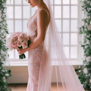 Blush Bridal Veil, Soft Pink Wedding Veil for Bride, Blush Wedding Veil for Ceremony