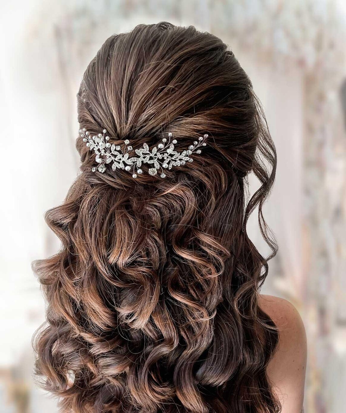 bridal back headpiece