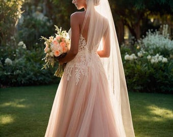 Blush Wedding Veil – Elegant Bridal Accessory for Your Special Day