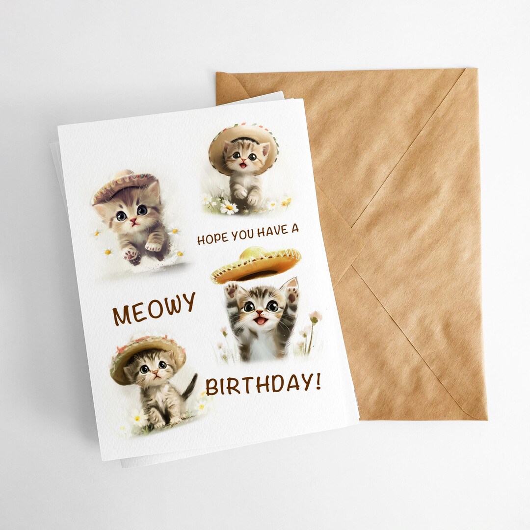 : bhiosng happy birthday card for cat lover, funny... Printable Cat Birthday Card for Cat Lover, Cat Greeting Card, Funny Cat ...