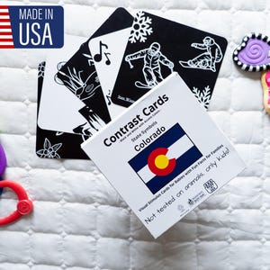 Tarjetas de alto contraste - Colorado, regalo para bebé, diversión familiar, tarjetas didácticas
