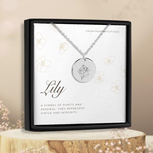Colar de flor de lírio, joias de lírio do vale, colar de flor de nascimento, colar de flor de nascimento para mãe, colar de flor banhado a ouro, para ela