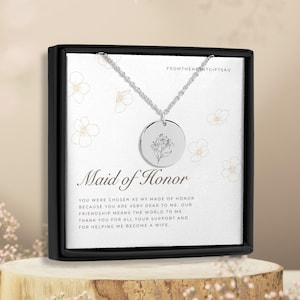 Collier de demoiselle d'honneur, cadeau de demoiselle d'honneur de la mariée, cadeaux de demoiselle d'honneur de la mariée, cadeau de demoiselle d'honneur de la mariée, matrone d'honneur