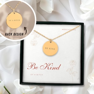 Colar Be Kind of a Bitch, Be Kind of a Bitch, Pulseira Be Kind of a Bitch, Colar de amor próprio, Colar delicado de ouro, Joias com cartão de mensagem