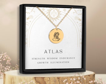 Atlas Necklace, Greek God Necklace, Mythological Pendant, Mythology Jewelry, Greek God Pendant, Custom Made Pendant, Greek God Statue