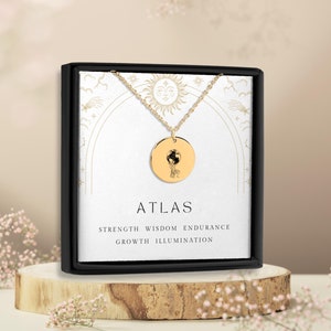 Collier Atlas, collier dieu grec, pendentif mythologique, bijoux mythologie, pendentif dieu grec, pendentif sur mesure, statue de dieu grec