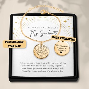 To My Soulmate, armband jubileum sterrenkaart, 1-jarig jubileumcadeau voor vriendin, cadeau 9-jarig jubileum, cadeau 14-jarig jubileum