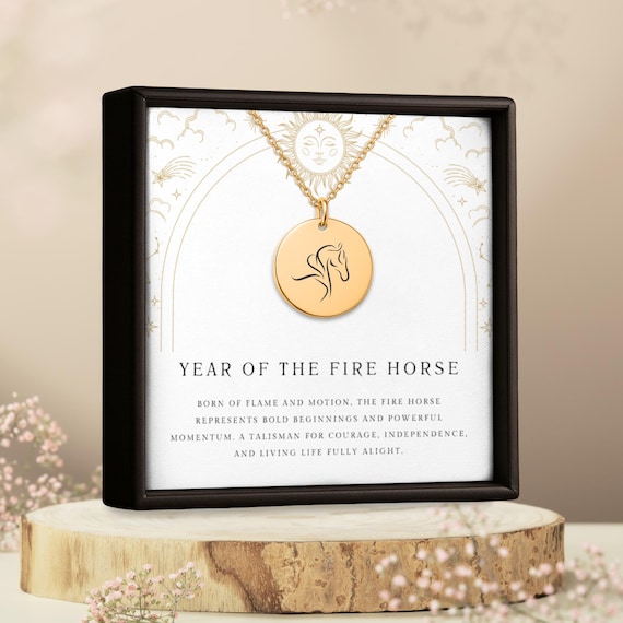 Fire Horse Necklace – Personalized Zodiac Jewelry, Chinese Astrology Gift for Her