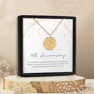 10e verjaardagscadeau, aangepaste ketting sterrenkaart, 10e huwelijksverjaardagscadeau, 10e verjaardagscadeau voor vrouw, verjaardagscadeaus, voor haar