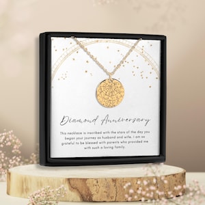 Geschenk zum 60. Hochzeitstag, Geschenk zum 60. Hochzeitstag, Sternenkarte individuell für die Eltern, Geschenk zum 60. Hochzeitstag, Diamantenhochzeit
