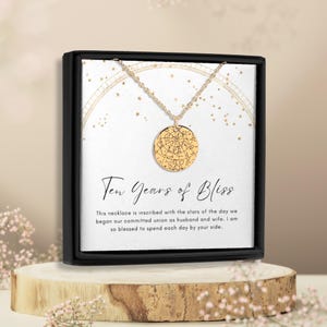 10e verjaardagscadeau, aangepaste ketting sterrenkaart, 10e huwelijksverjaardagscadeau, 10e verjaardagscadeau voor vrouw, verjaardagscadeaus, voor haar