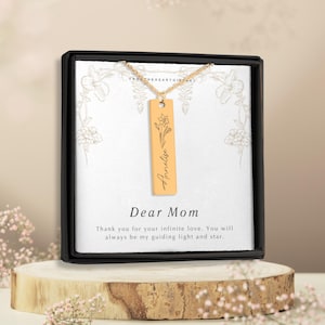 Colar com nome para mãe, colar para mãe, colar gravado para mãe, presente para mãe, colar de flor de nascimento, colar com nome exclusivo, para mãe
