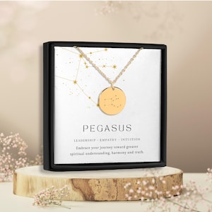 Collier Pégase, pendentif Pégase, pendentif cheval ailé, bijoux Pégase, collier équestre, pendentif aile en or, collier licorne, pour elle