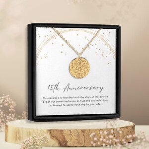 15e verjaardag, aangepaste ketting sterrenkaart, 15e verjaardagscadeau, 15e huwelijksverjaardagscadeau, 15e verjaardagscadeau voor haar, jubileum