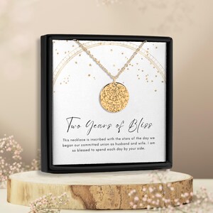 Cadeau 2e verjaardag, aangepaste ketting sterrenkaart, cadeaus 2e verjaardag, cadeau 2e huwelijksverjaardag, cadeau 2e verjaardag voor vrouw, voor haar