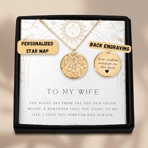 Collier à ma femme, à ma femme, à mon âme soeur, collier femme, carte message collier à ma femme, anniversaire, carte des étoiles, collier âme soeur