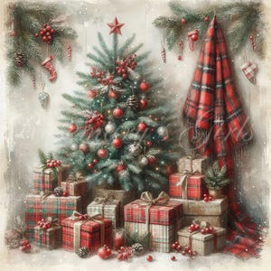 Beautiful Christmas print, primitive, digital download. Perfect for decoupage or printing for home decor.