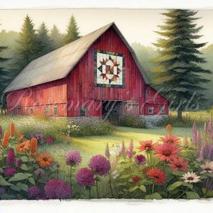 Granero rústico con colcha, ambiente campestre, descarga digital. Ideal para decoupage o para imprimir y decorar el hogar.