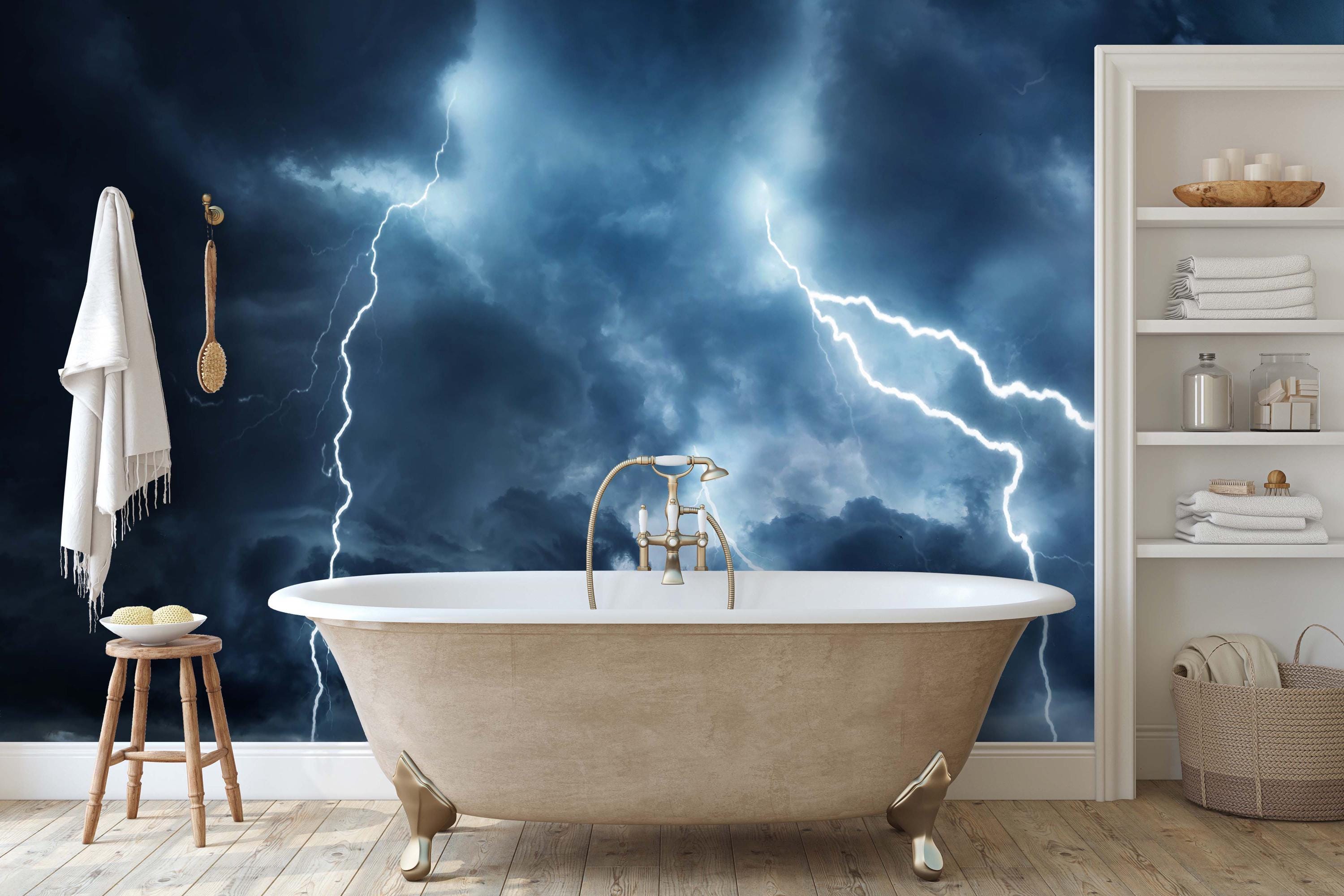 Lightening Storm Wallpaper Mural - Etsy