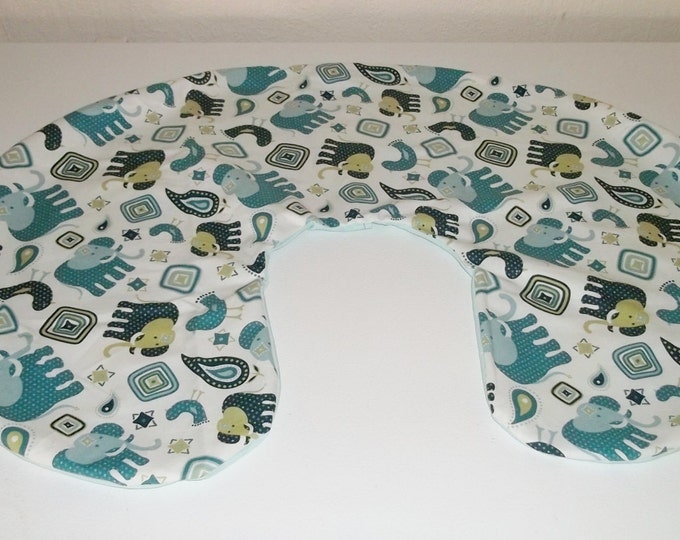 Elephants Toss Blue and Teal Boppy Pillow Cover Nursing Pillow Etsy