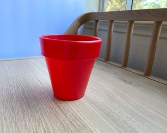 Vintage Planter Red Plastic Pot Small Knickerbocker Midcentury Home Decor Housewarming Gift Plants Scandi Scandinavian MCM