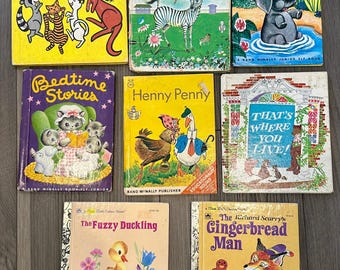 Lot of 8 Vintage Children's Picture Books Small, Hardback 1950s-1970s