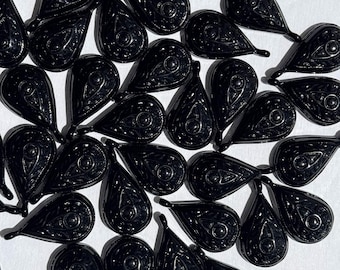 Lot of 20 Vintage Lucite Carved Teardrop Pendants Plastic Beads Chunky Charms Large Drop 60s