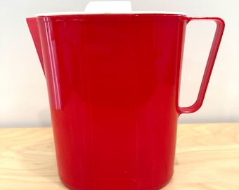 Mid-Century Modern Red Plastic Pitcher 1950s 1960s