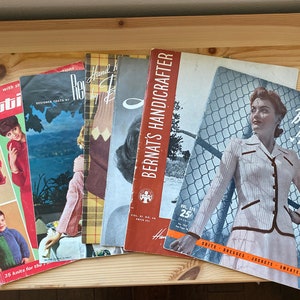 6 Vintage Knitting Magazines Booklets Women Men Children Textiles Books Needlework McCalls Bernat&#39;s Bucilla Beehive Reynolds Lacey&#39;s Craft