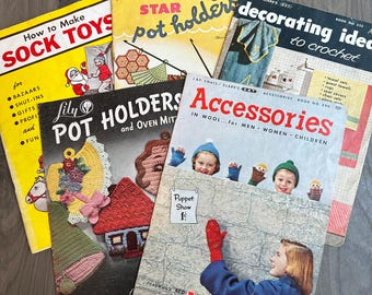 Lot of 5 Vintage 1950s Crochet and Sewing Booklets