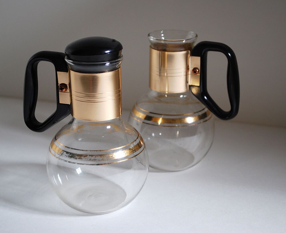 Pair Vintage Glass Mini Carafes Silex Coffee Servers Pitchers Etsy