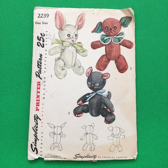 vintage stuffed animals 1940's