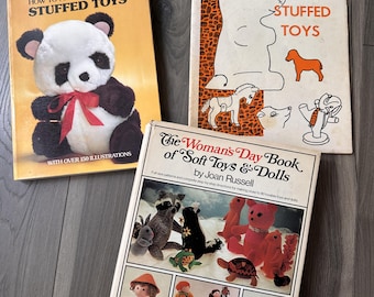 Lot of 3 Vintage Soft Toy Making Books Stuffed Animals and Dolls Sewing
