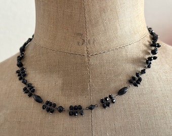 Choker Necklace Black Glass Beads