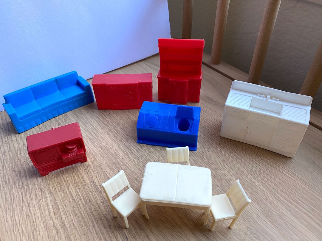 Vintage Doll Furniture Dollhouse Plastic Living Room Dining Etsy