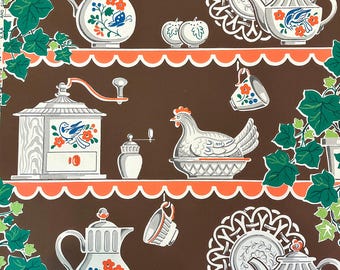 Vintage Wallpaper Imperial "China Cupboard" 1940s Kitchen 2+ yards