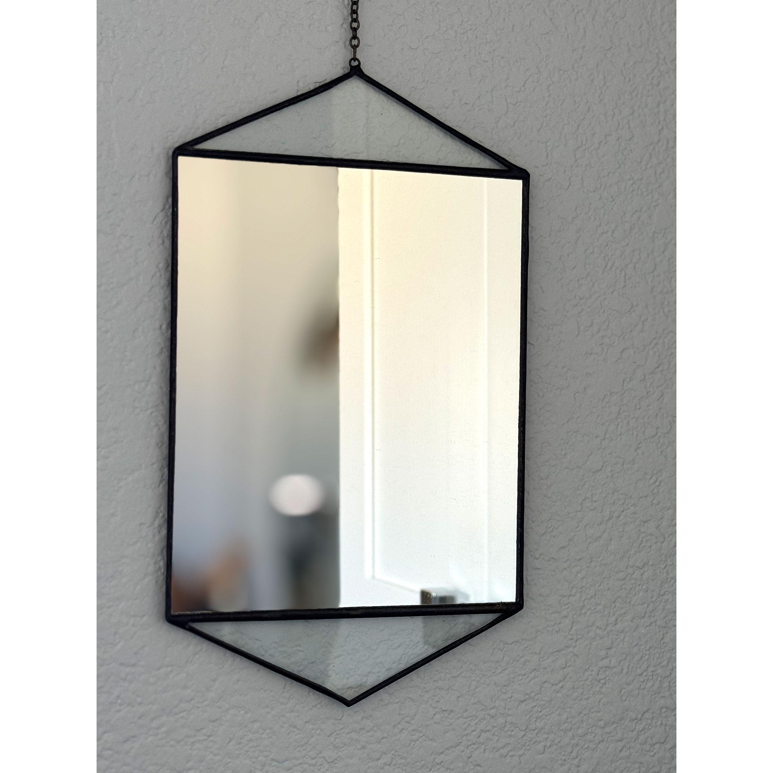 Geometric Hanging Mirror Chain Boho Glass Angular Wall Decor Home